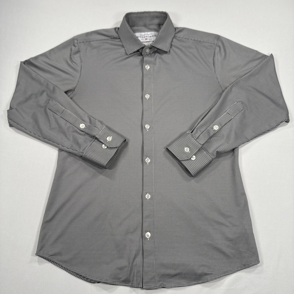Mizzen Main Men's Button Shirt Size Small Trim Fit Plaid Performance Stretch